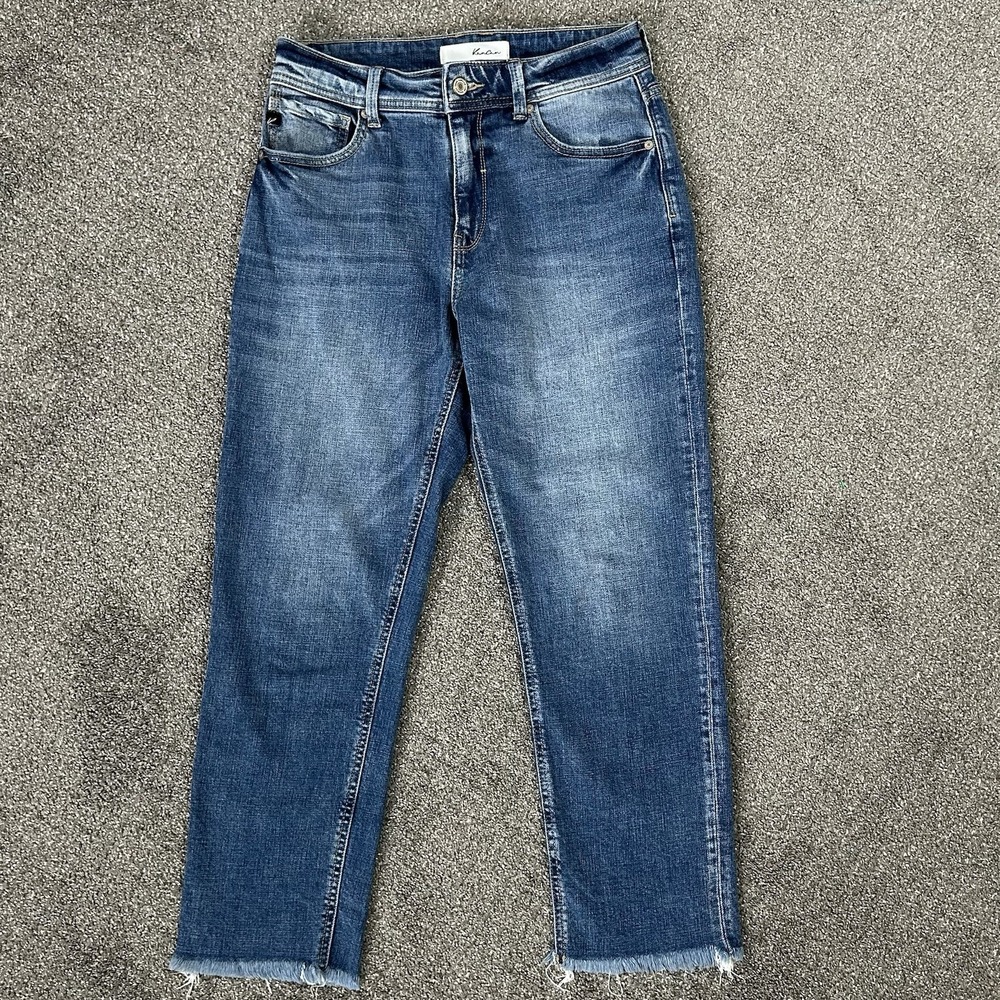 KanCan Cropped Ankle Blue Jeans -Women's 5/26- Raw Frayed Hem Stretch
